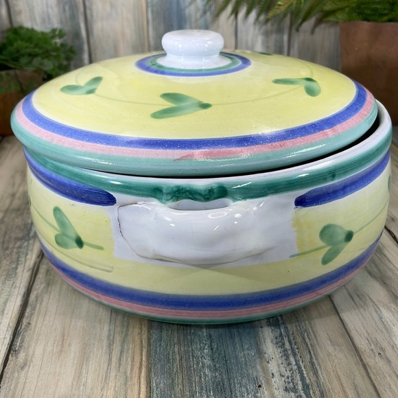⭐️Vintage Pottery Caleca Carousel Covered Casserole Dish Italy Hand Painted - Picture 4 of 10